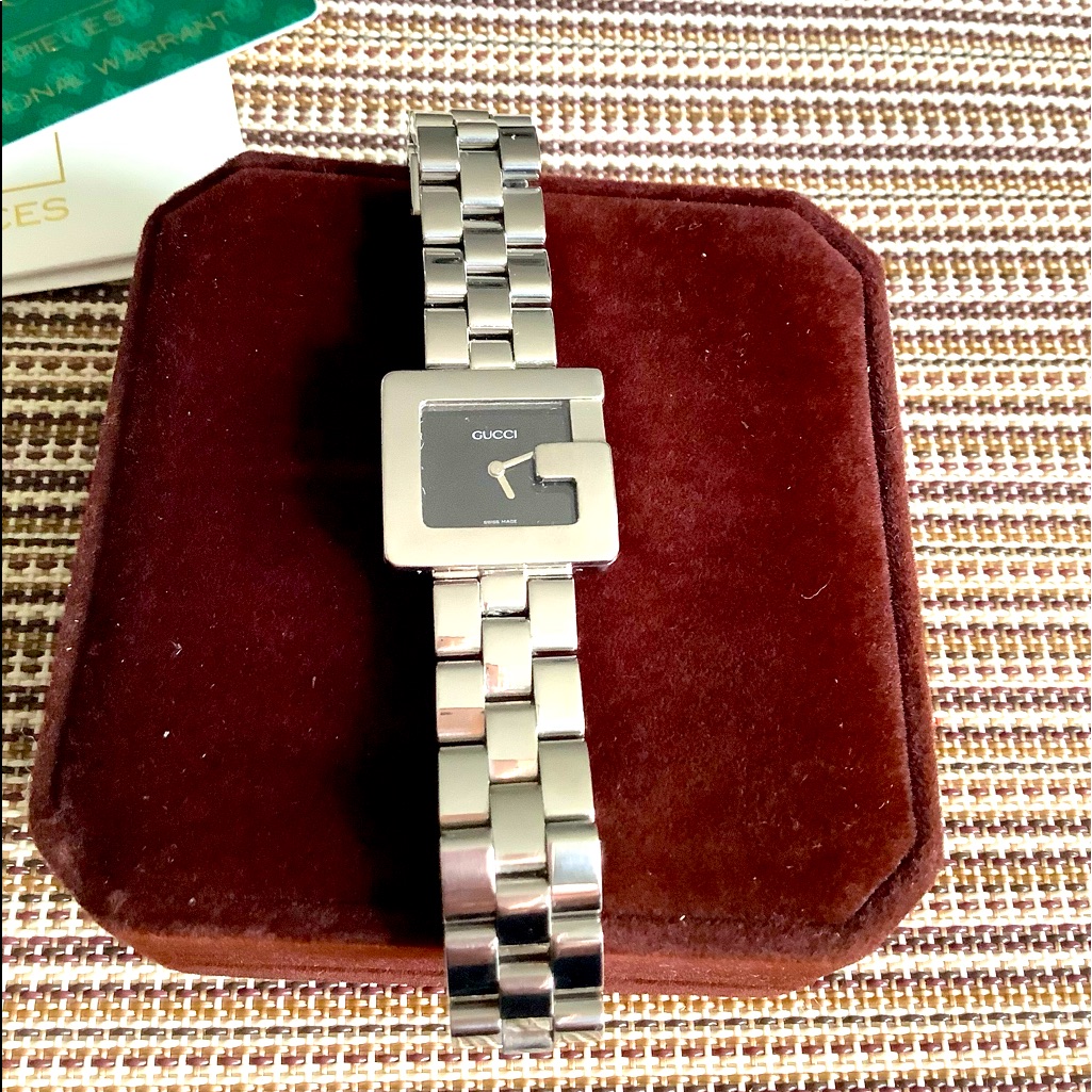 Ladies Stainless Steel Black G Dial Watch